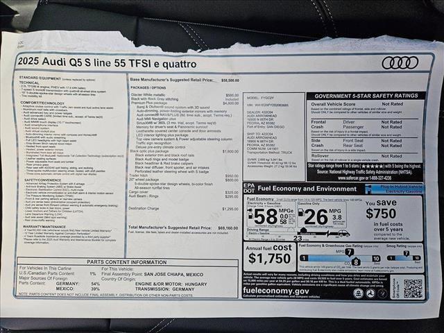 new 2025 Audi Q5 car, priced at $69,160