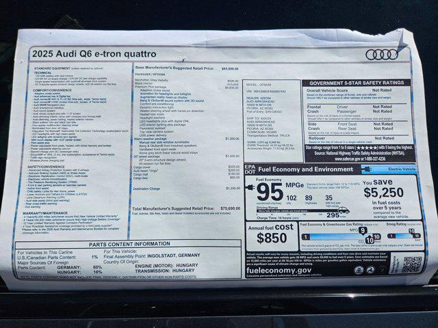 new 2025 Audi Q6 e-tron car, priced at $72,255