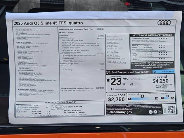 new 2025 Audi Q3 car, priced at $43,690