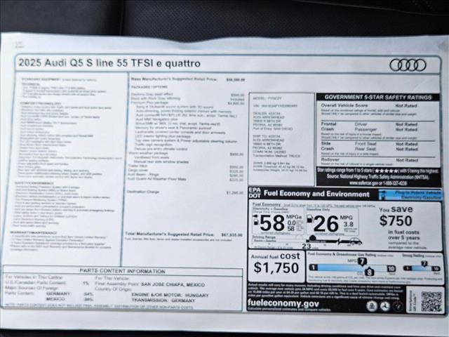 new 2025 Audi Q5 car, priced at $67,935