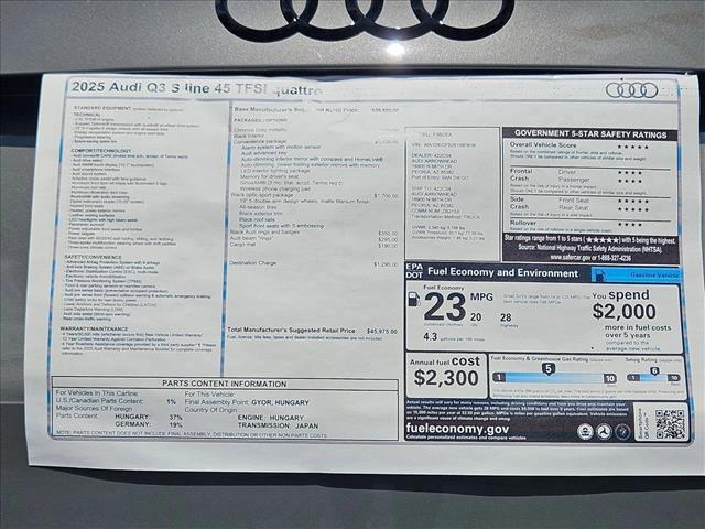new 2025 Audi Q3 car, priced at $45,975