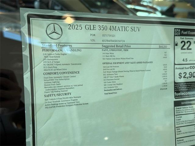 new 2025 Mercedes-Benz GLE 350 car, priced at $70,315