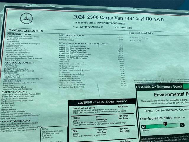 new 2024 Mercedes-Benz Sprinter 2500 car, priced at $76,004