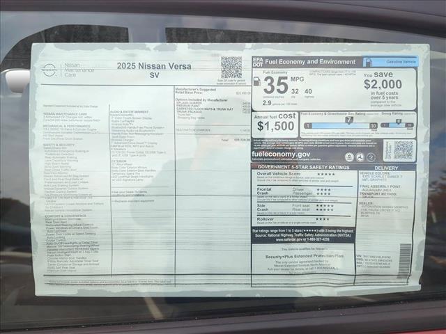 new 2025 Nissan Versa car, priced at $22,720