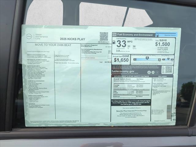 new 2025 Nissan Kicks car, priced at $21,871