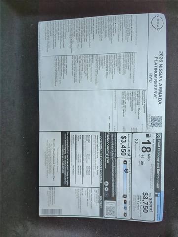 new 2026 Nissan Armada car, priced at $84,980