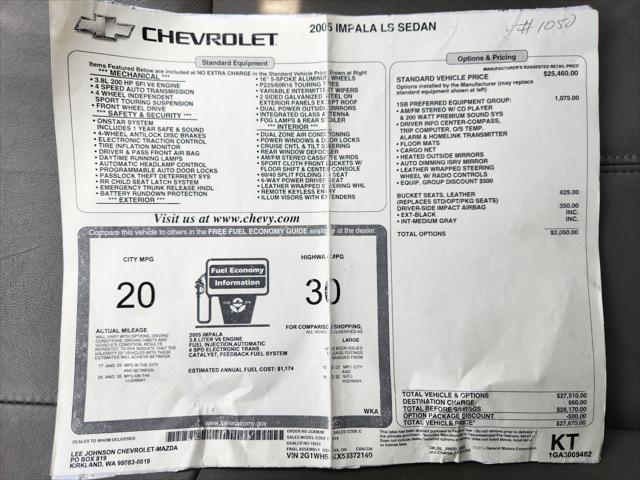 used 2005 Chevrolet Impala car, priced at $8,449
