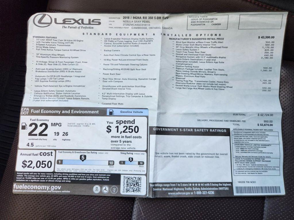 used 2016 Lexus RX 350 car, priced at $21,143