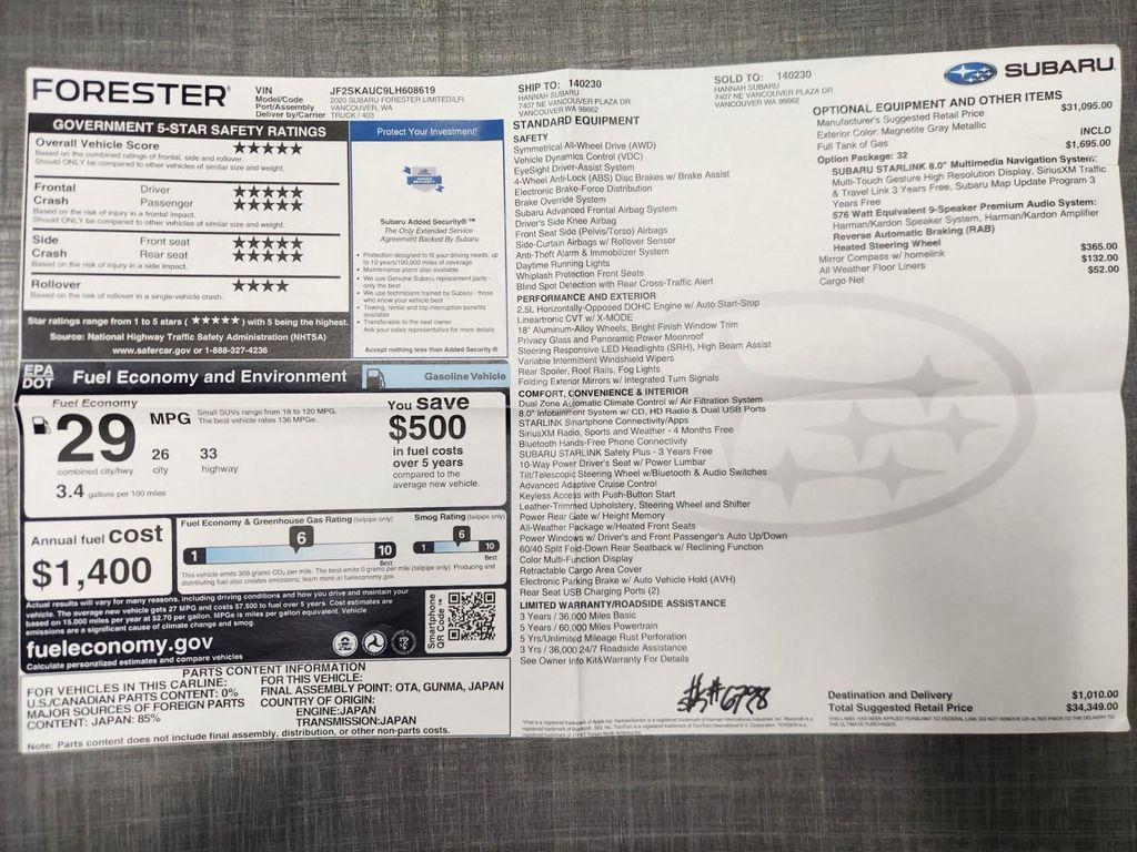 used 2020 Subaru Forester car, priced at $25,919