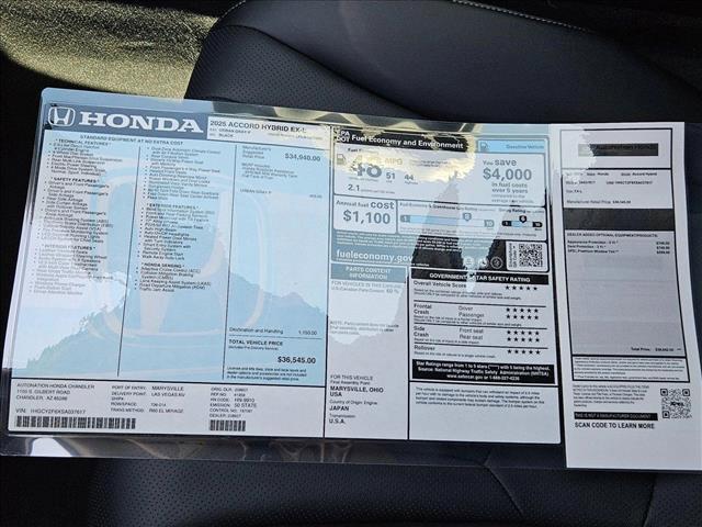 new 2025 Honda Accord Hybrid car, priced at $35,036