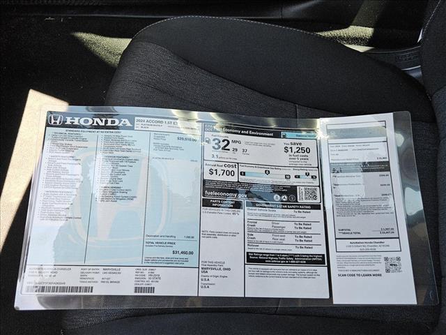 new 2024 Honda Accord car, priced at $30,316