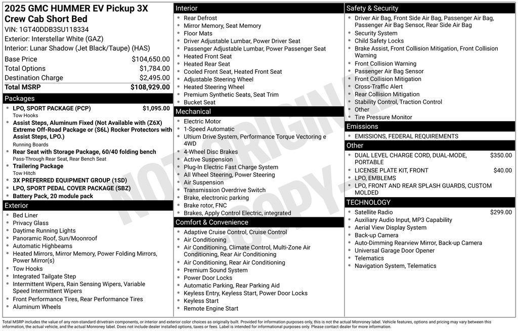 new 2025 GMC HUMMER EV Pickup car, priced at $95,822
