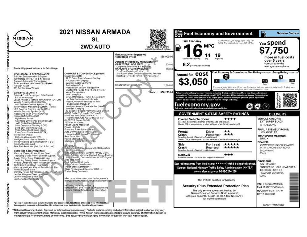 used 2021 Nissan Armada car, priced at $24,700