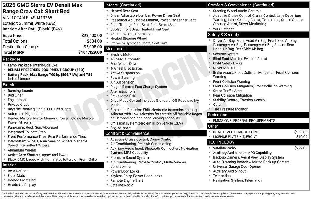 new 2025 GMC Sierra EV car, priced at $89,969