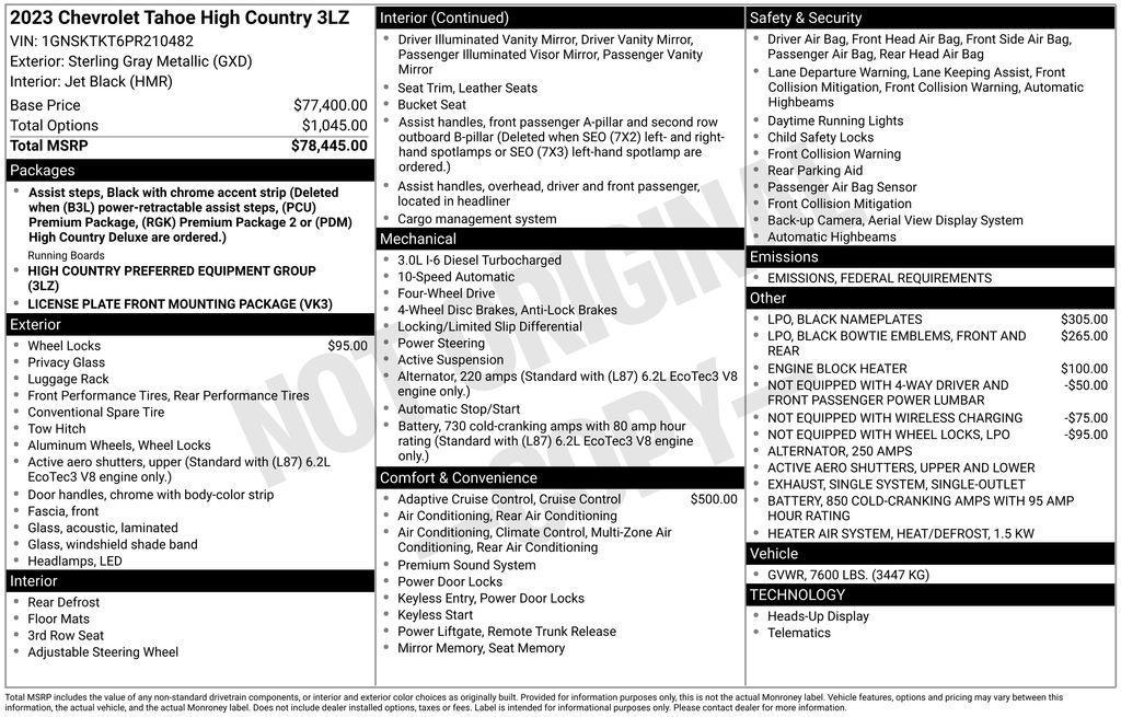 used 2023 Chevrolet Tahoe car, priced at $57,826