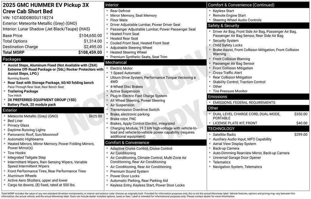 new 2025 GMC HUMMER EV Pickup car, priced at $95,409