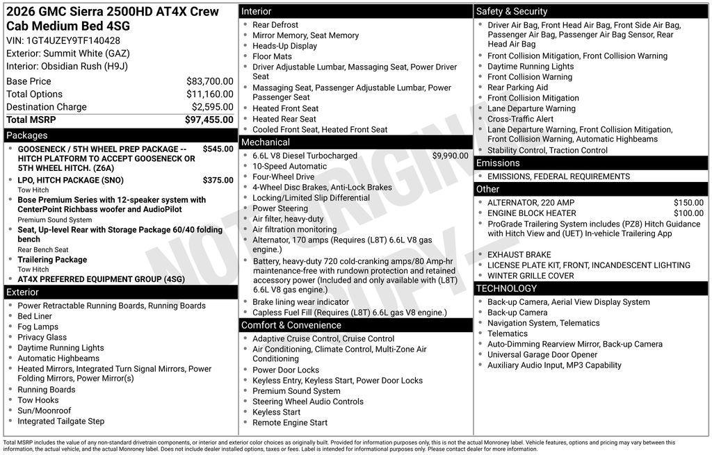 new 2026 GMC Sierra 2500 car, priced at $87,957