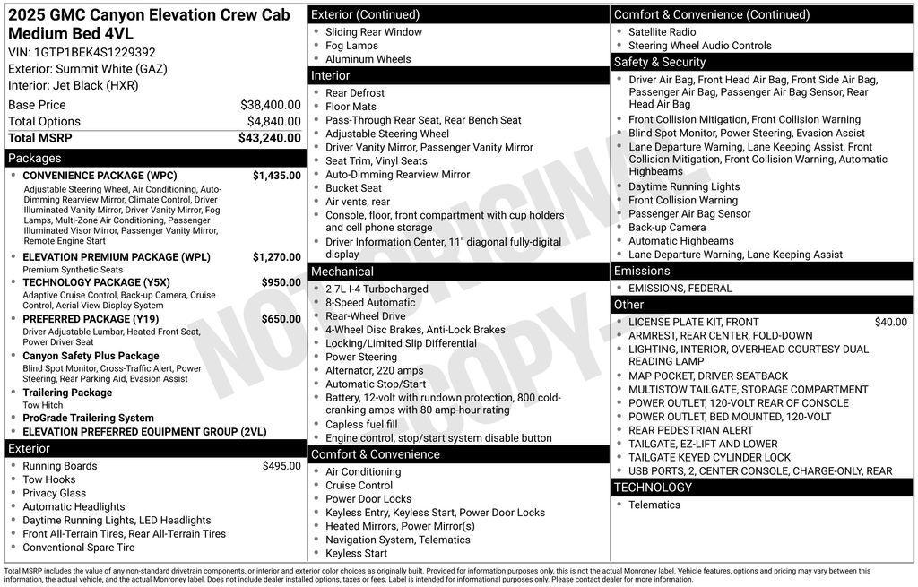 new 2025 GMC Canyon car, priced at $38,161