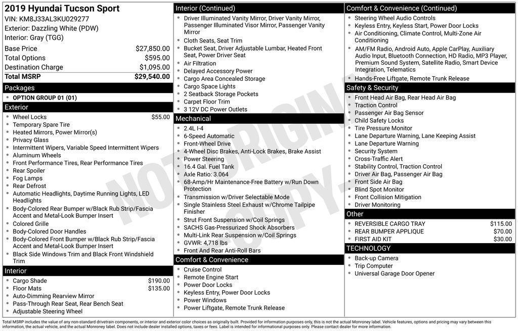 used 2019 Hyundai Tucson car, priced at $13,953