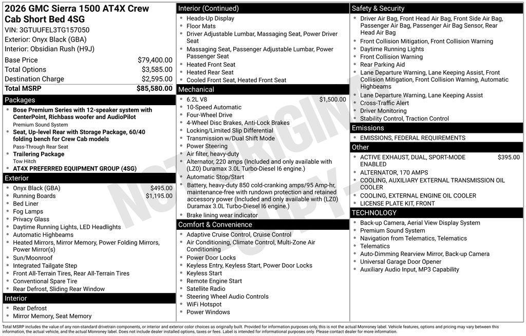 new 2026 GMC Sierra 1500 car, priced at $75,628