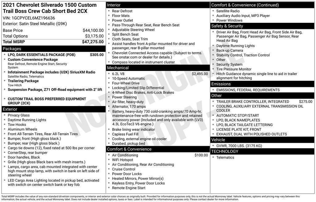 used 2021 Chevrolet Silverado 1500 car, priced at $34,664