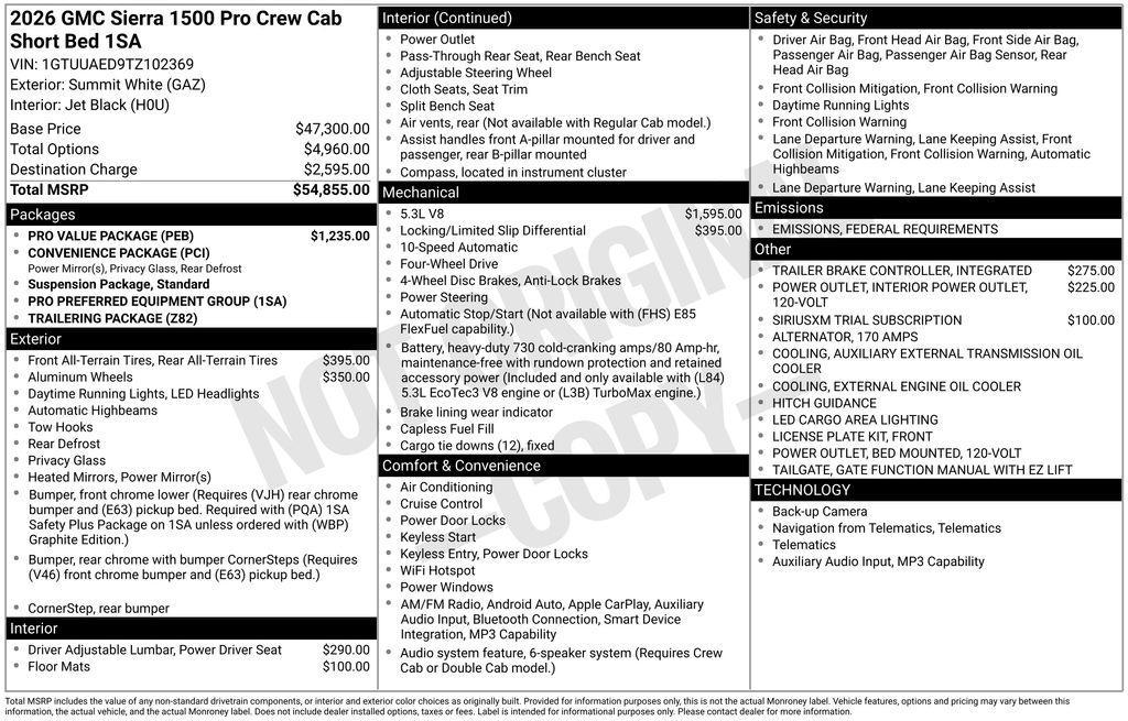 new 2026 GMC Sierra 1500 car, priced at $44,582