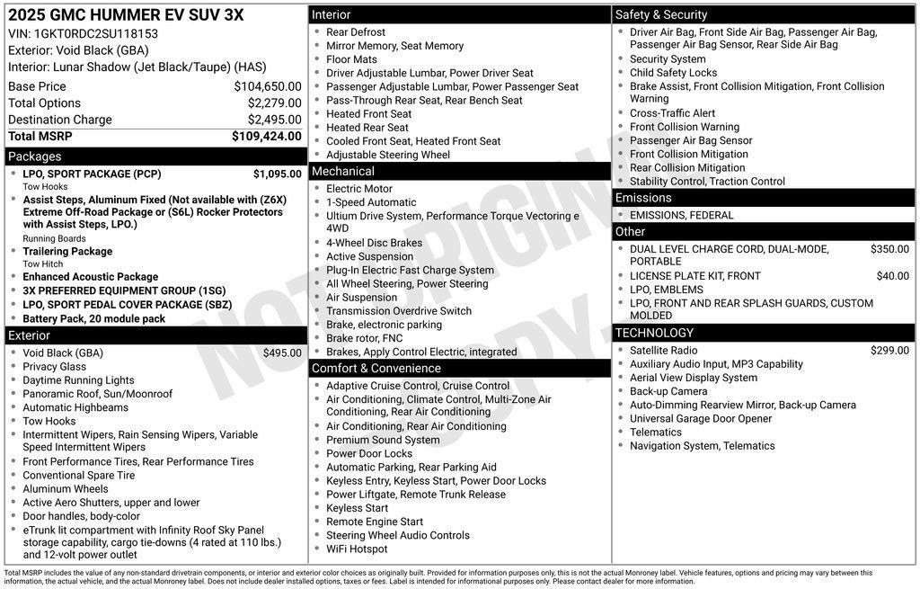 new 2025 GMC HUMMER EV SUV car, priced at $96,258