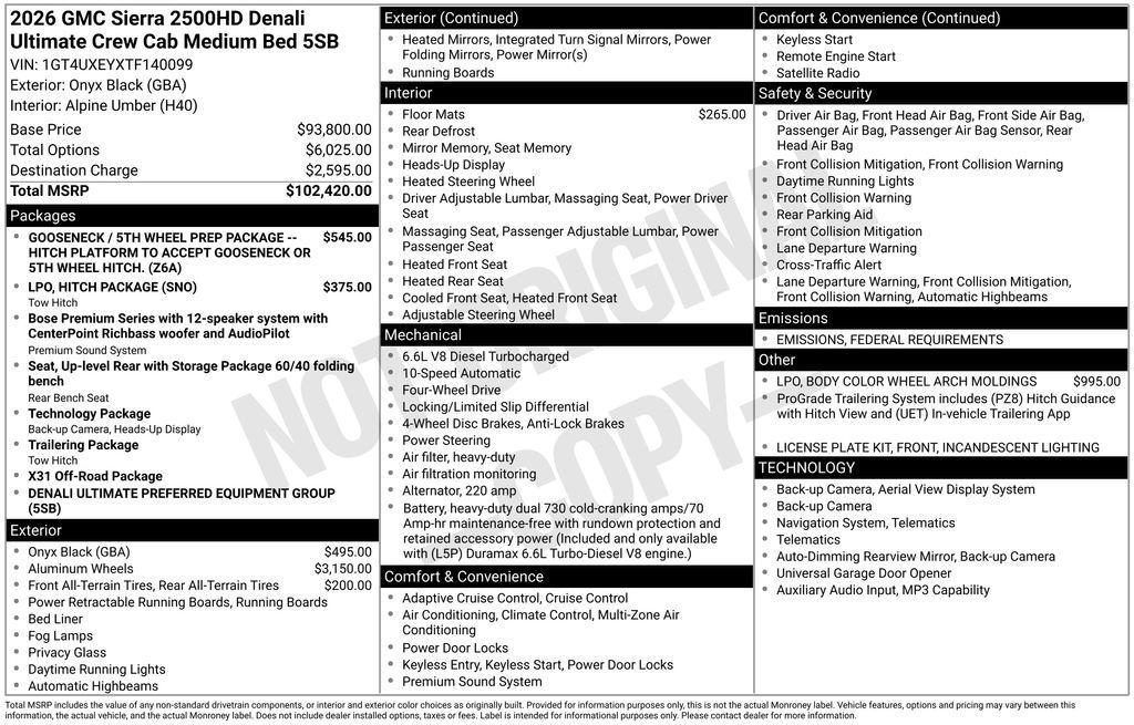 new 2026 GMC Sierra 2500 car, priced at $92,702