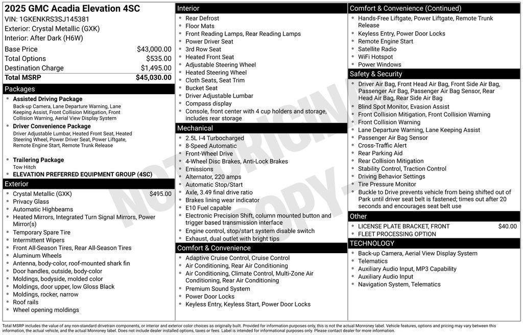 used 2025 GMC Acadia car, priced at $33,400