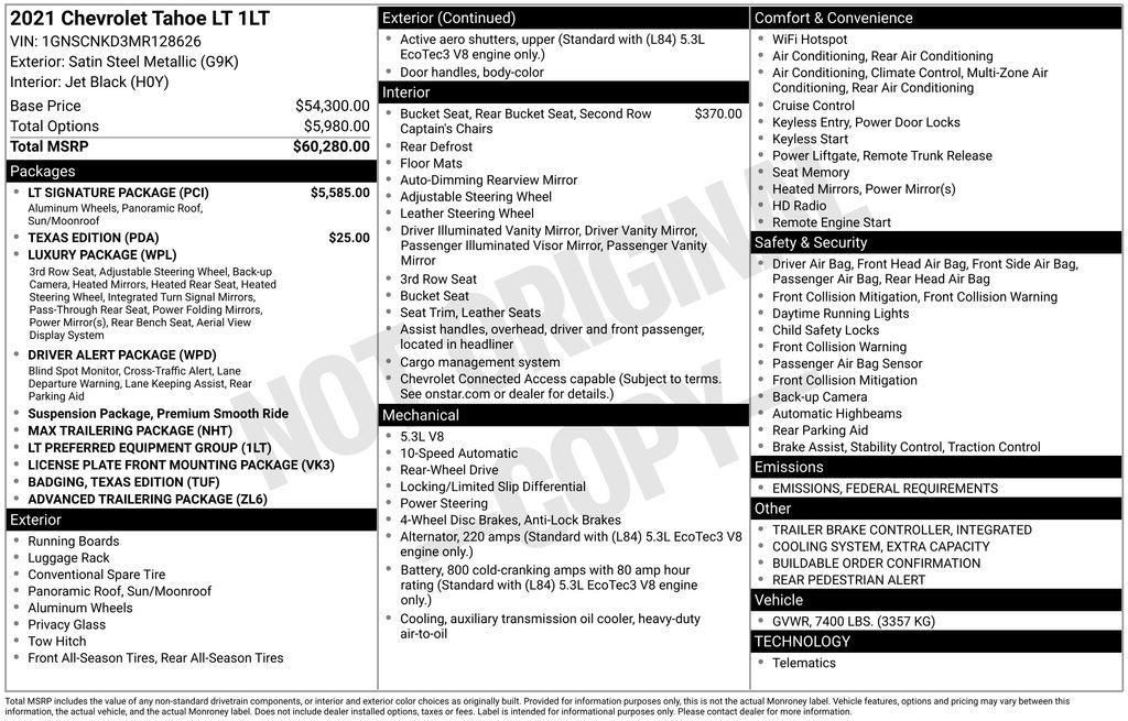used 2021 Chevrolet Tahoe car, priced at $35,899
