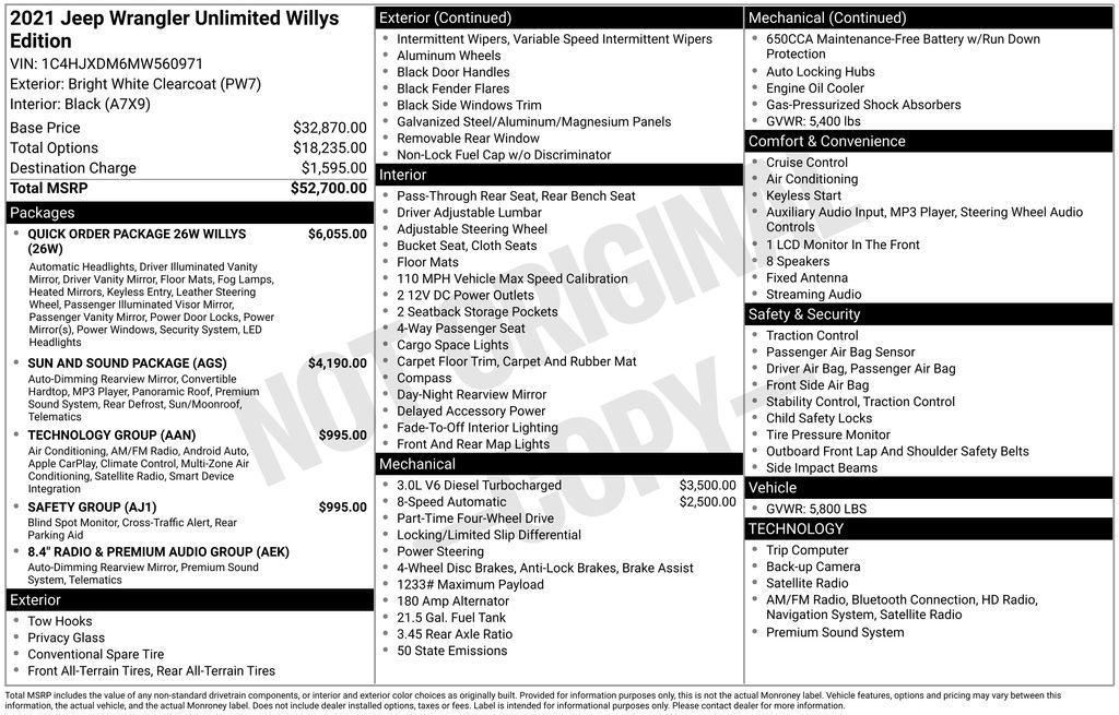 used 2021 Jeep Wrangler car, priced at $25,658