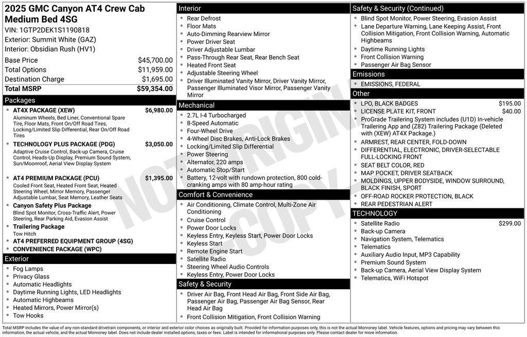 new 2025 GMC Canyon car, priced at $47,854