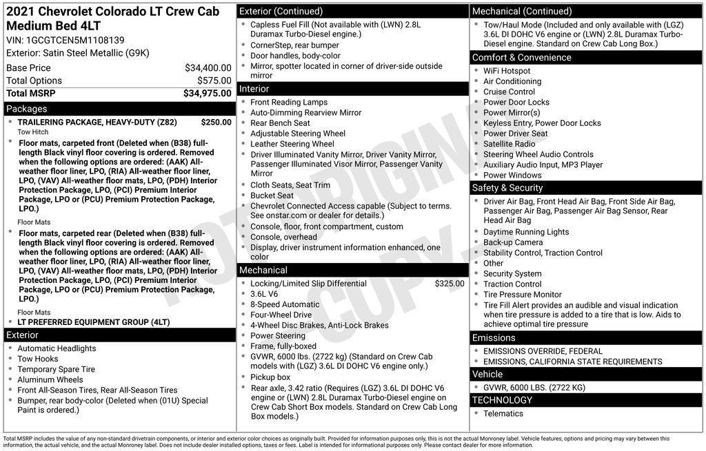 used 2021 Chevrolet Colorado car, priced at $29,947