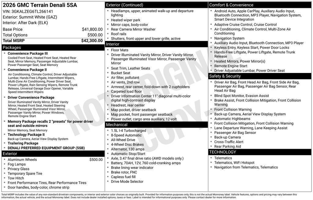 new 2026 GMC Terrain car, priced at $41,890