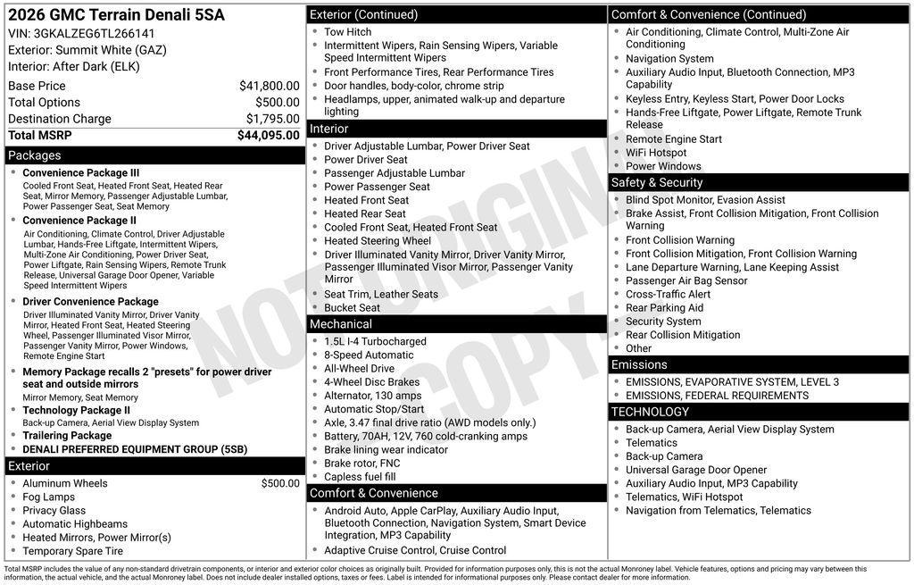 new 2026 GMC Terrain car, priced at $41,390