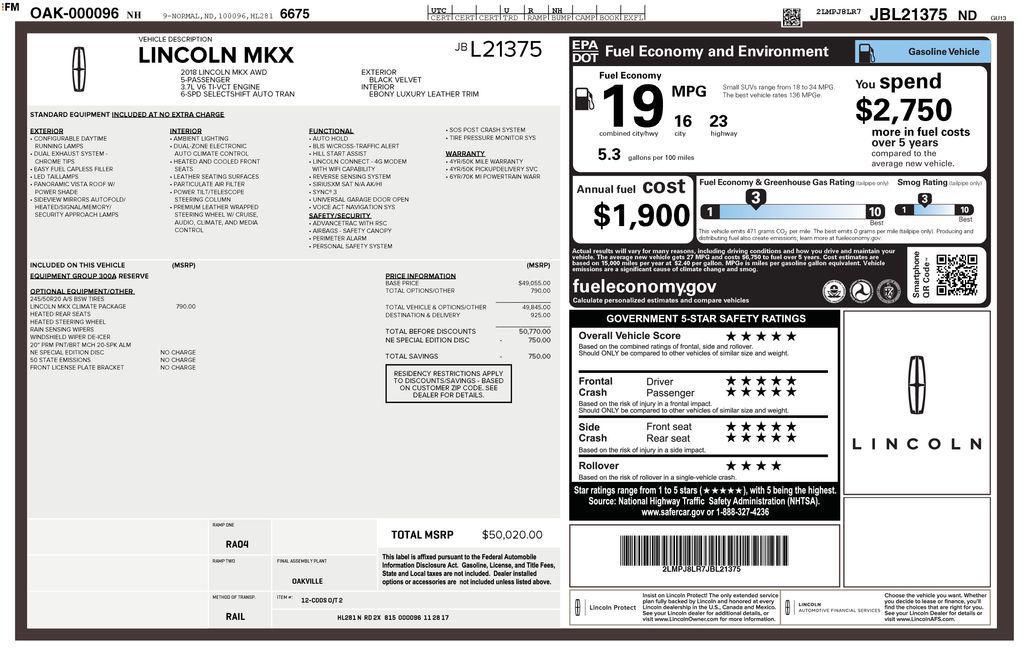 used 2018 Lincoln MKX car, priced at $18,700