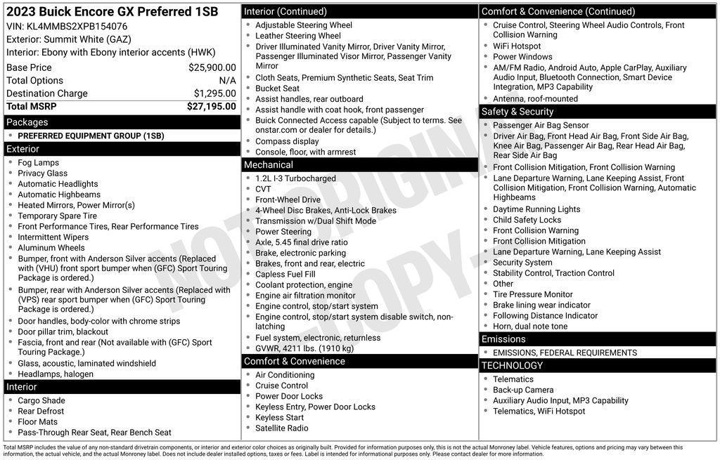 used 2023 Buick Encore GX car, priced at $19,299