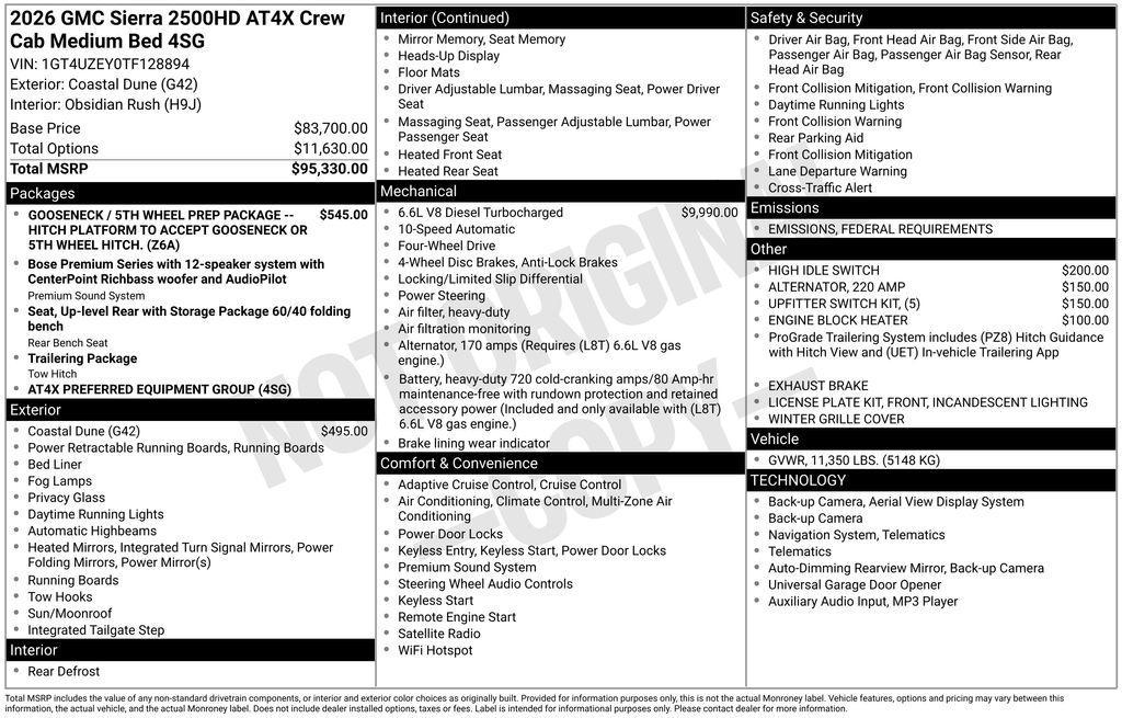new 2026 GMC Sierra 2500 car, priced at $89,361