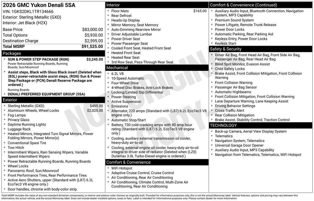 new 2026 GMC Yukon car, priced at $88,779