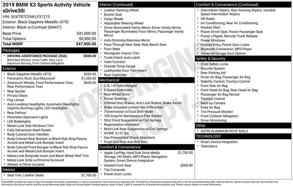 used 2019 BMW X3 car, priced at $19,374