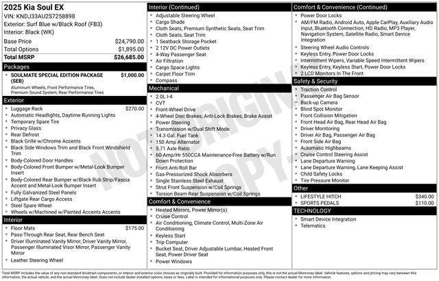 new 2025 Kia Soul car, priced at $25,967
