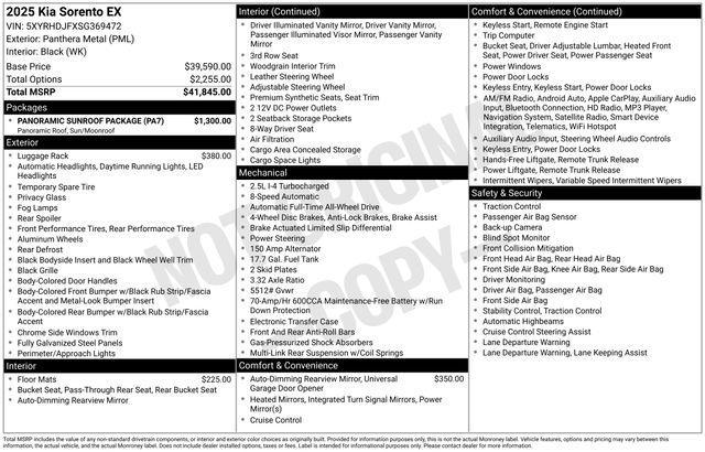 new 2025 Kia Sorento car, priced at $36,695