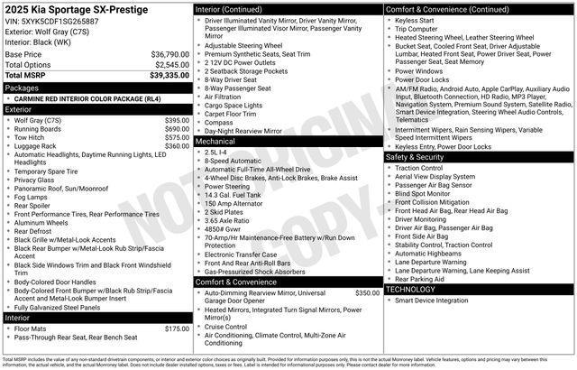new 2025 Kia Sportage car, priced at $33,399