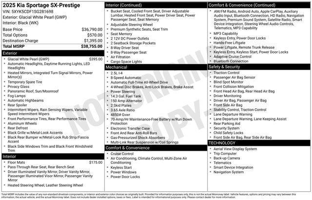 new 2025 Kia Sportage car, priced at $32,567