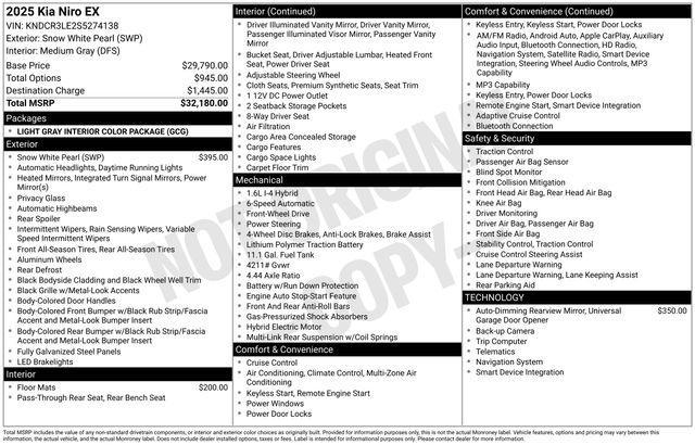 new 2025 Kia Niro car, priced at $26,573