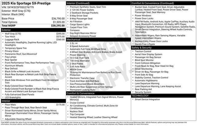 new 2025 Kia Sportage car, priced at $34,734