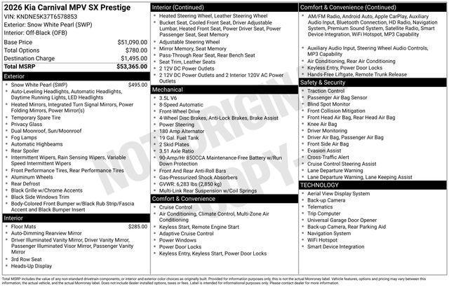 new 2026 Kia Carnival car, priced at $47,522
