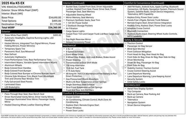 new 2025 Kia K5 car, priced at $29,915