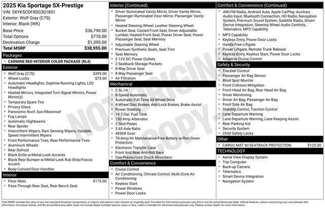 new 2025 Kia Sportage car, priced at $32,949