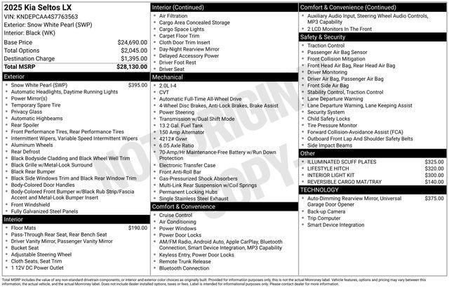 new 2025 Kia Seltos car, priced at $23,599